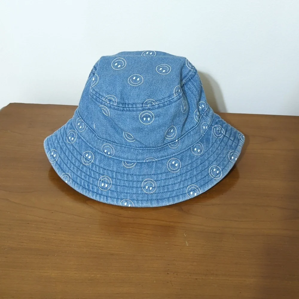 Denim Smiley Face Bucket Hat - Picture 2 of 5